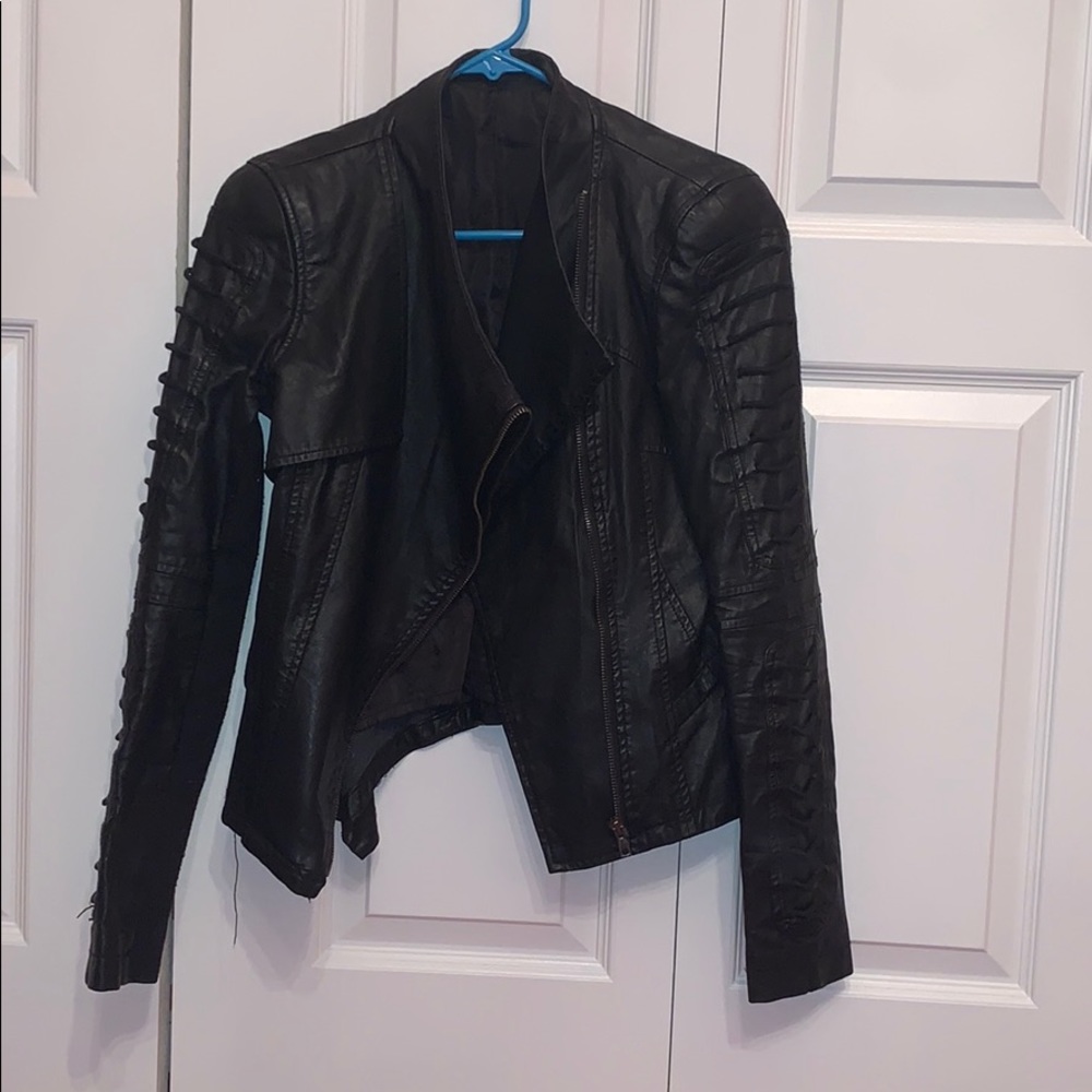 black leather coat